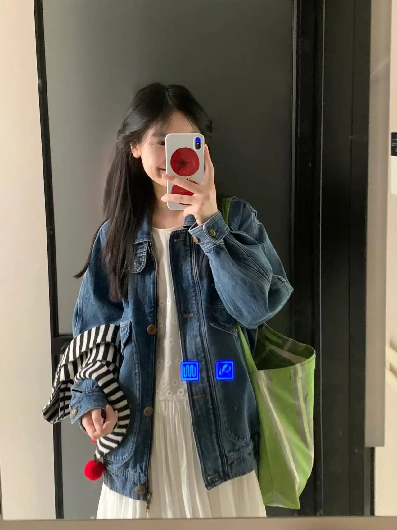 Koreanische Sle Süße Oversize Denim Jaet Frühen Herbst Neue Retro Einfache Personali Pilot Jaet Trendy frauen ort Mantel