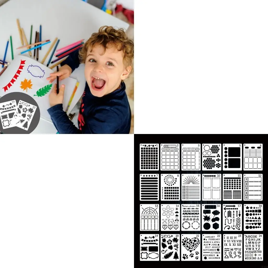 

F42d 24pcs Planner Strancils Diy Шаблоны рисования для ноутбука дневник записной книжки