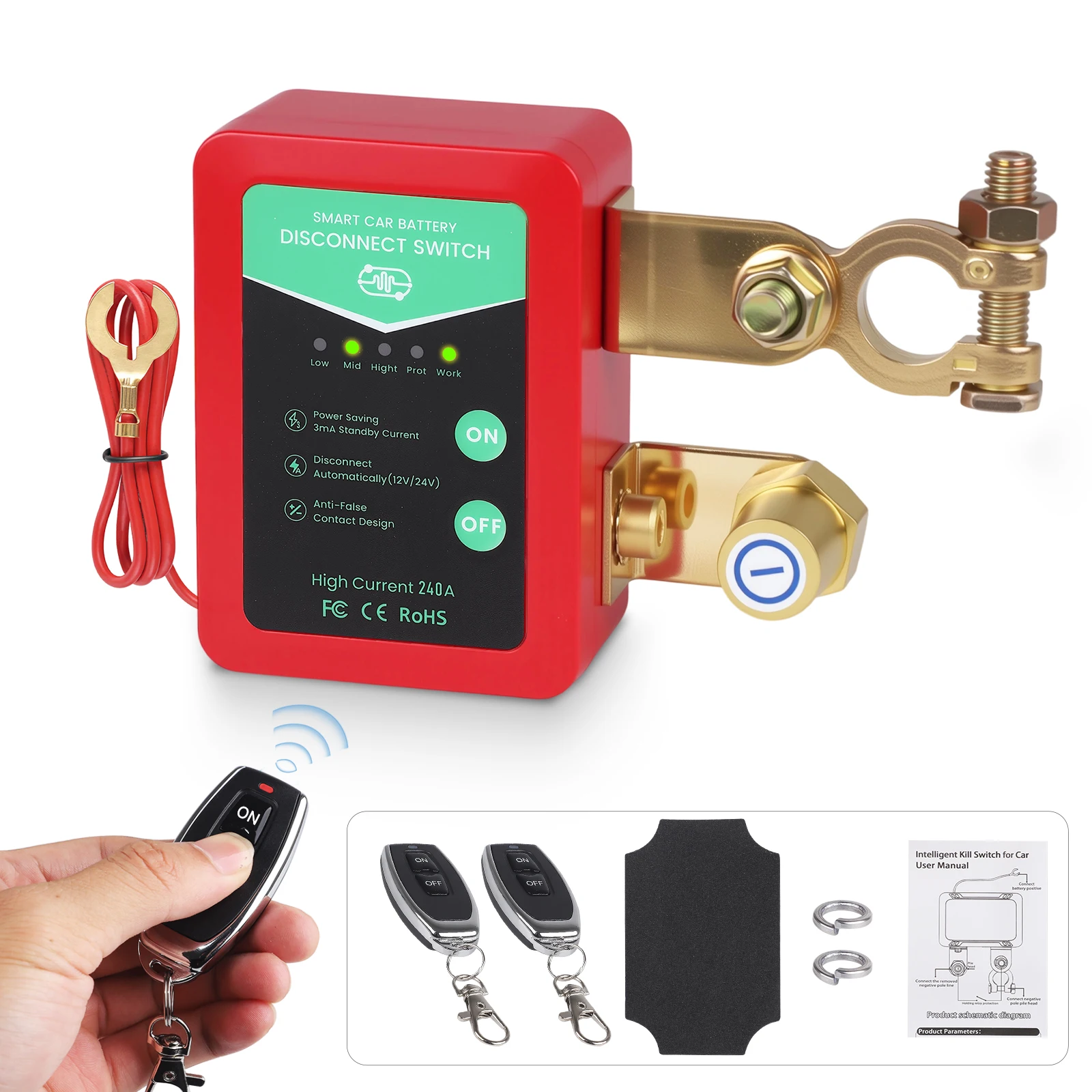 

Remote Battery Disconnect Switch 240A 12V Smart Voltage Car Battery Cut Off Switch Anti-Theft For Vehicle Truck Boat Motorcycle