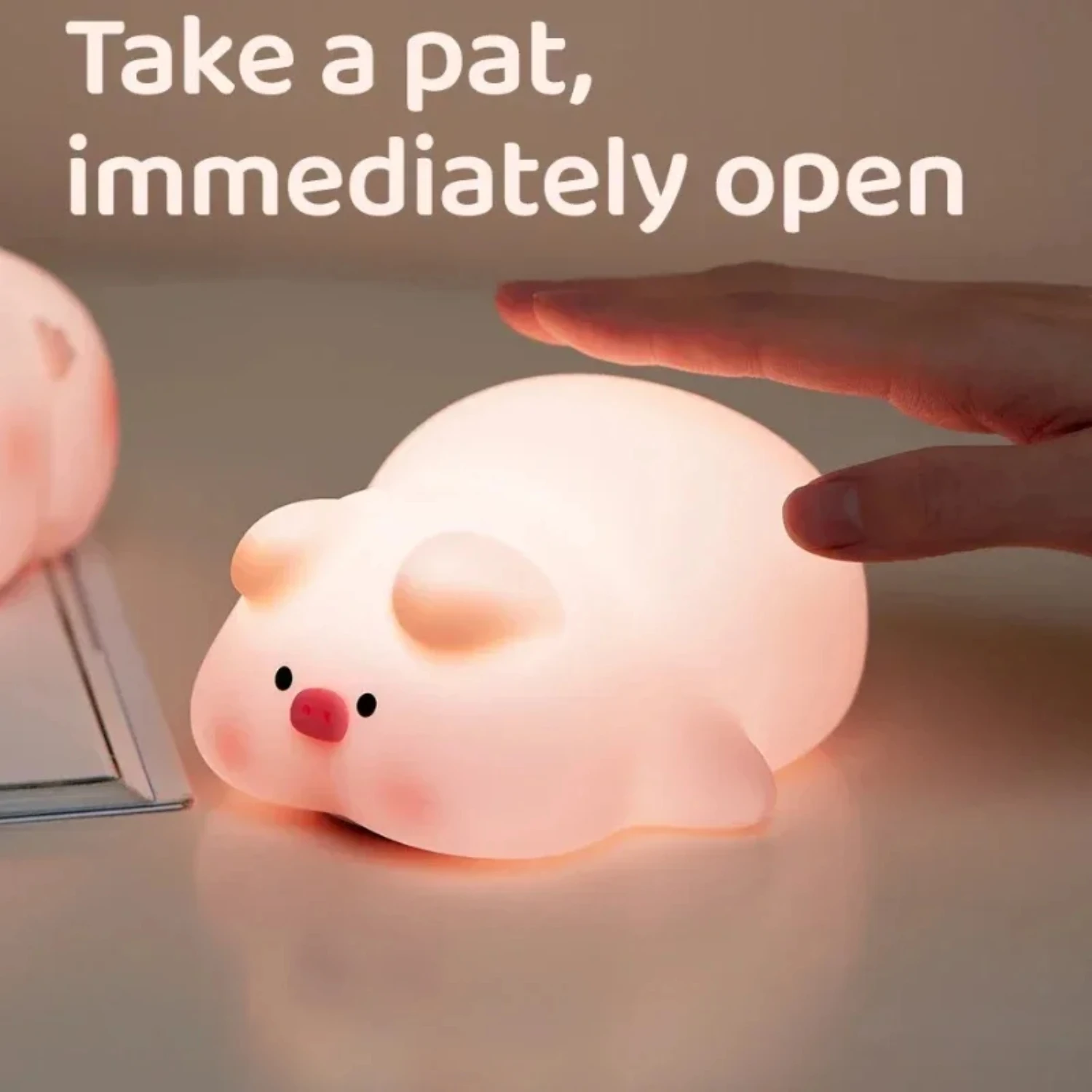 Adorable Cute Pink Silicone Piggy Night Light – Perfect Room Decoration and Gift for Kids, USB-Powered Indoor Atmosphere Pat L