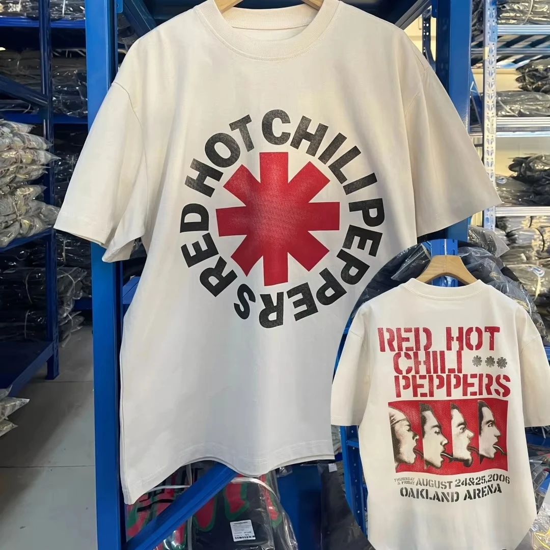 Red Hot Chili Peppers Men's Retro T-shirt 2026 Summer New Cotton Street Fashion Men's and Women's Short Harajuku Sleeves T Shirt