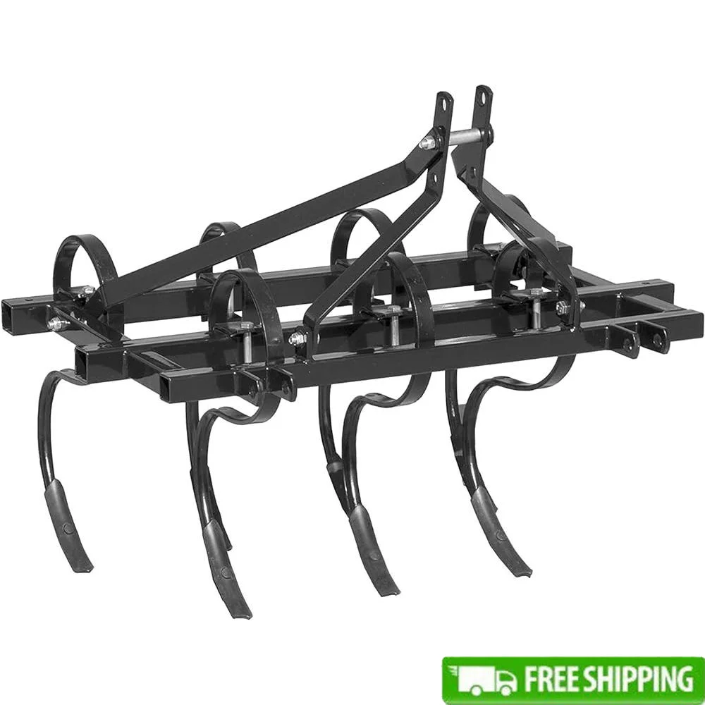 

48 Inch 3 Point Cultivator Heavy Duty Soil Digging Equipment Adjustable Reversible Shovels Tractors Garden Field Preparation