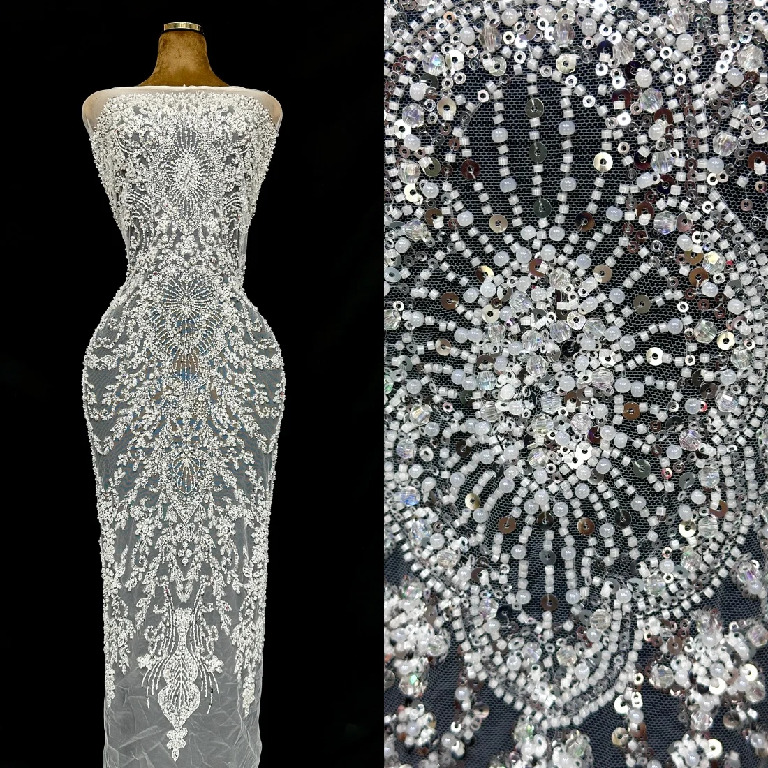 

Elegant African Groom Beaded Sequins Lace Fabric 2026 French Heavy Lace Fabric Nigerian Lace Wedding Party Dress Sewing