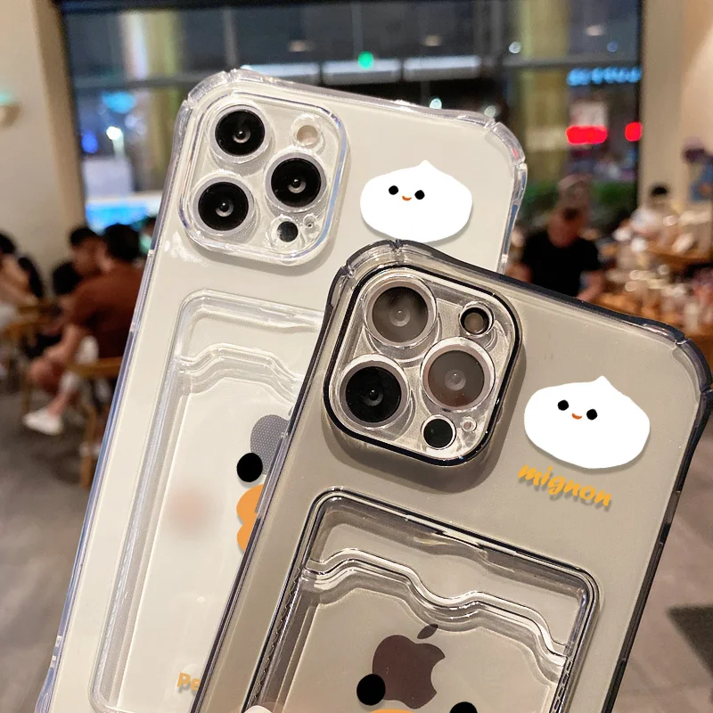Card Slot Clear Case For iPhone 15 Case iPhone 17 Air 16e 16 Pro Max 11 12 13 14 15 XR XS Max Soft Silicone Pocket Wallet Cover