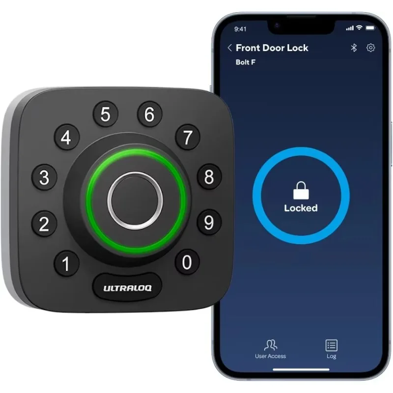 ULTRALOQ U-Bolt Pro Smart Lock, Keyless Entry Door Lock via Bluetooth, Fingerprint ID, Anti-peep Keypad, IP65 Waterproof