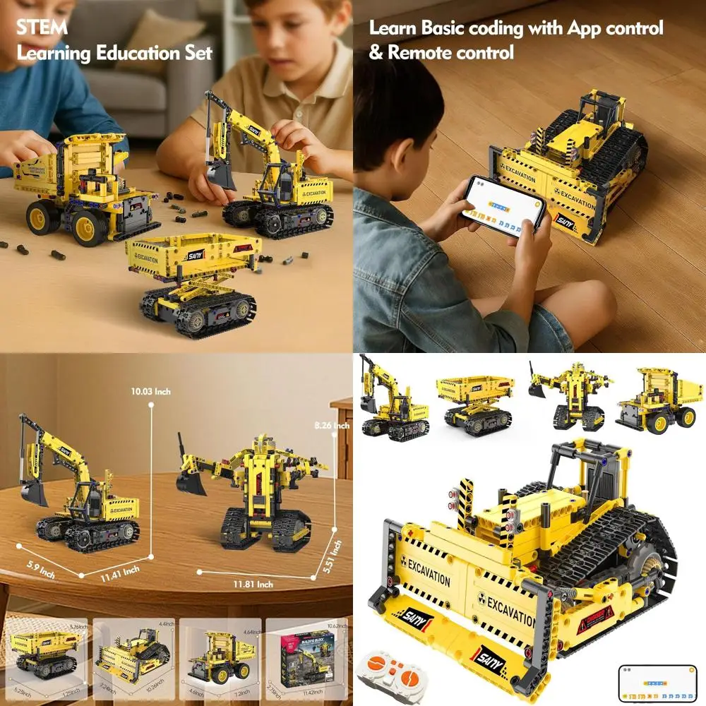 

All-in-One STEM Robotic Excavator Kit: 555-Piece Remote Control Building Toy for Ages 6-14, Educational DIY Gift for Kids