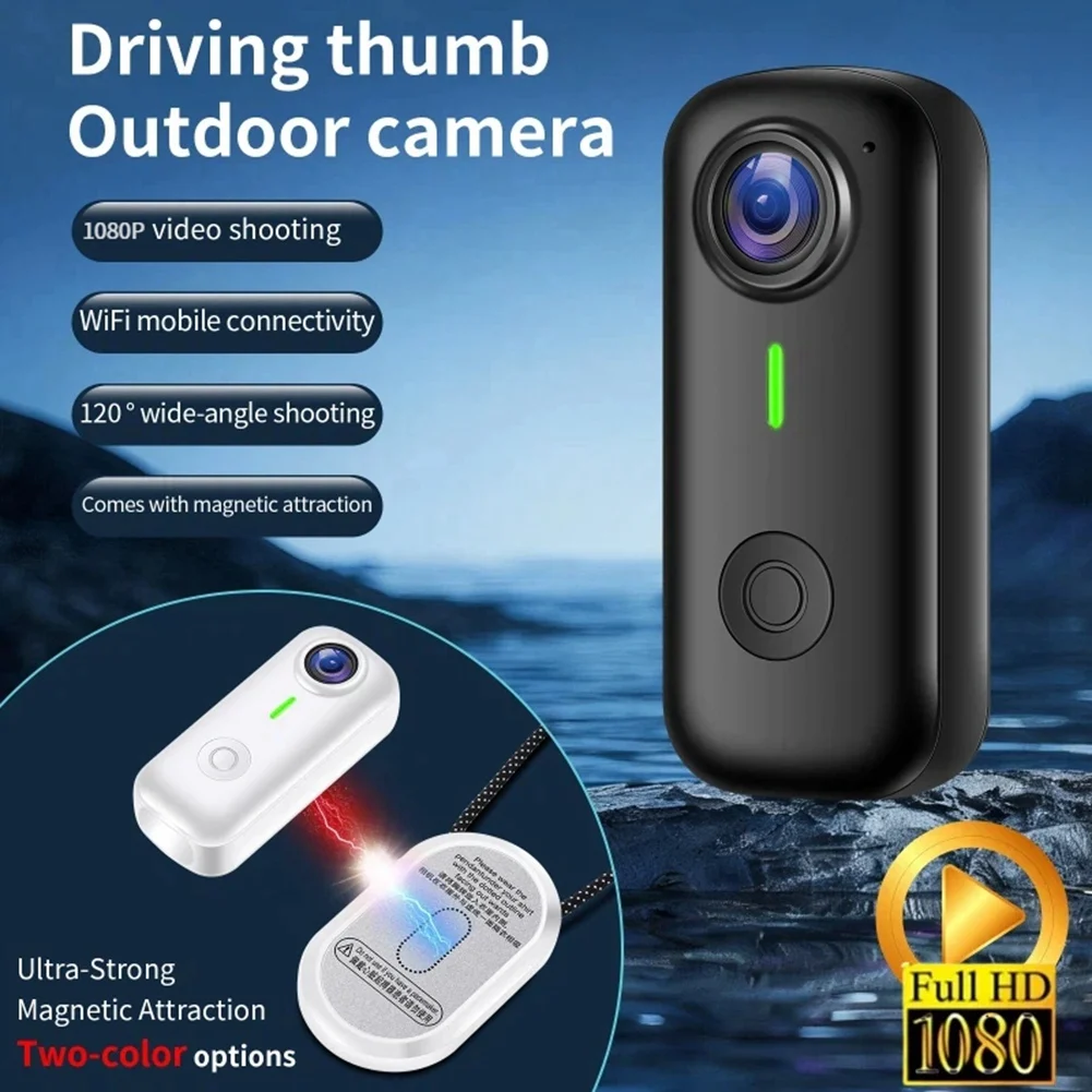 T23C Smart Anti-Shake 120° Wide Angle 1080P Wifi Magnetic Sports Camera Mini Thumb Camera For Cycling Vlog Motorcycle