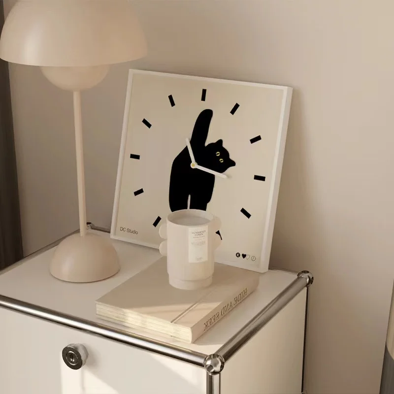 Ins Cat Creative Acrylic Wall Clock Modern Nordic Simple Design Living Room Restaurant Bedroom Mute Art Clock Home Decoration