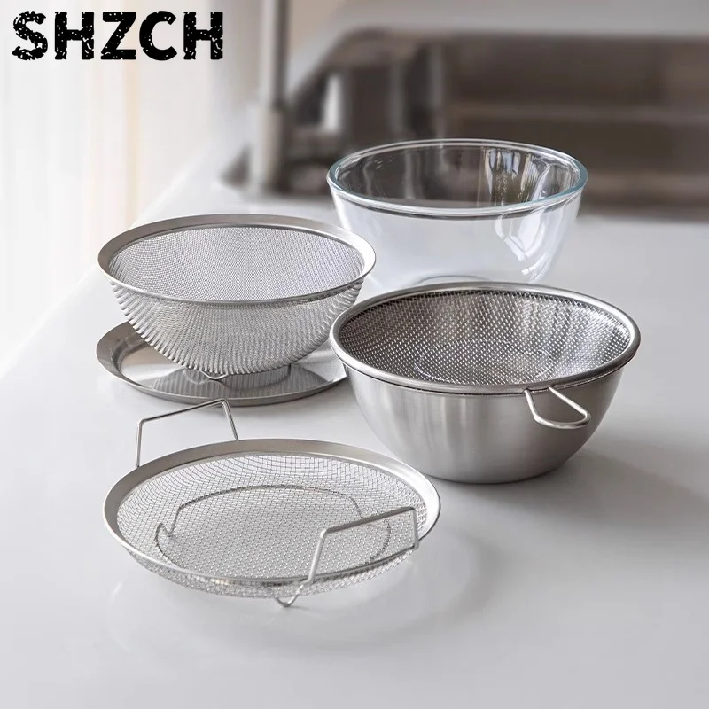 304 Stainless Steel Vegetable Washing Bowl Multifunctional Kitchen Colander Dough Mixing/Salad Bowl Space Saving Nested Baskets