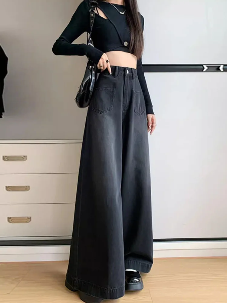 

Women Clothes Summer Fashion Vintage Harajuku Streetwear Wide Leg Jeans Female High Waist Loose Baggy Denim Pants Y2K Pantalones