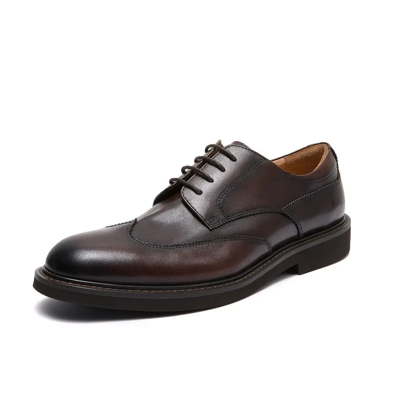 Italian Mens Derby Shoes Luxury Genuine Leather 2026 Autumn Fashion Retro Elegant Wedding Social Dress Shoes for Male Size 44