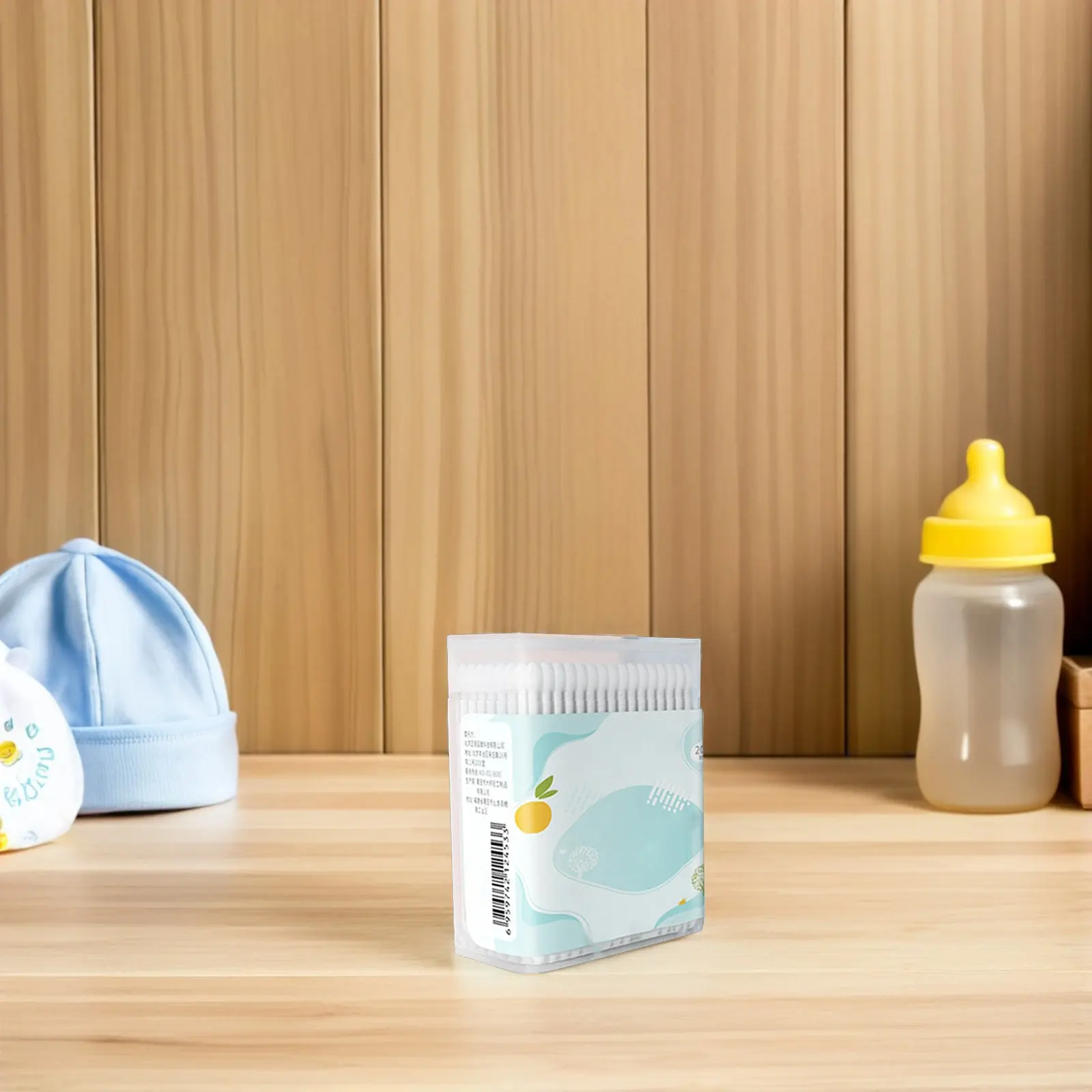 2 Boxes Baby Cotton Swabs with Earpick Shape Head Dual Tips Compacted Cotton Tips Won't Fall Off Safe Skin Friendly Disposable