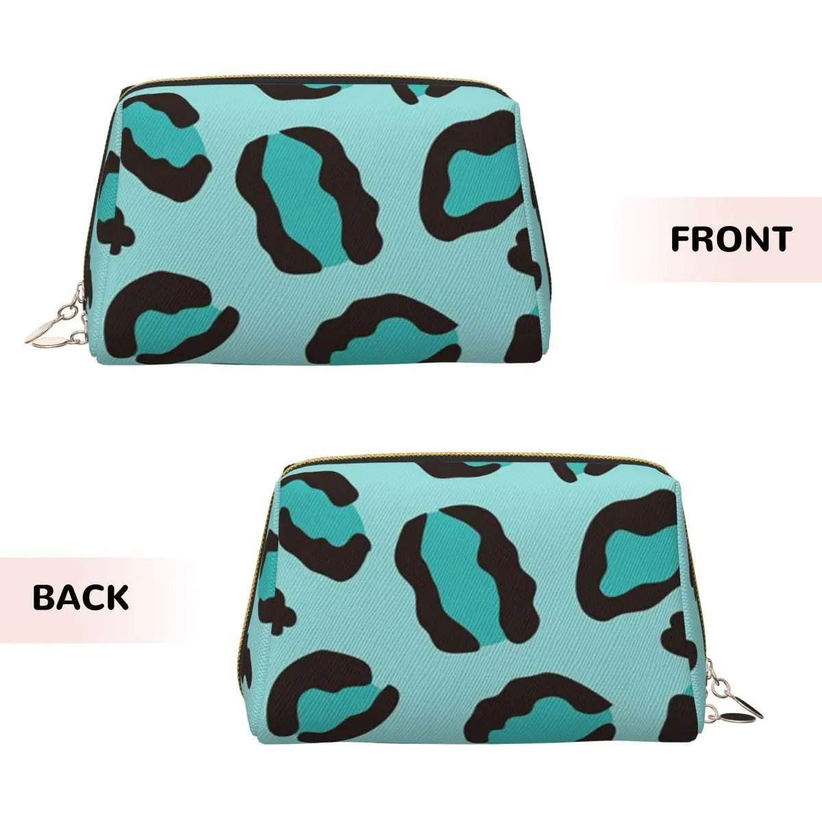 Cool Turquoise Blue Leopard Print Cheetah Women Cosmetic Bags Travel Makeup Organizer Pouch Toiletry Storage Dopp Kit Case