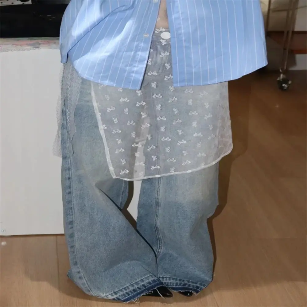 Moda renda renda em camadas gaze saia versão coreana única saia floral rendas até renda fina amarrar picante menina avental senhoras