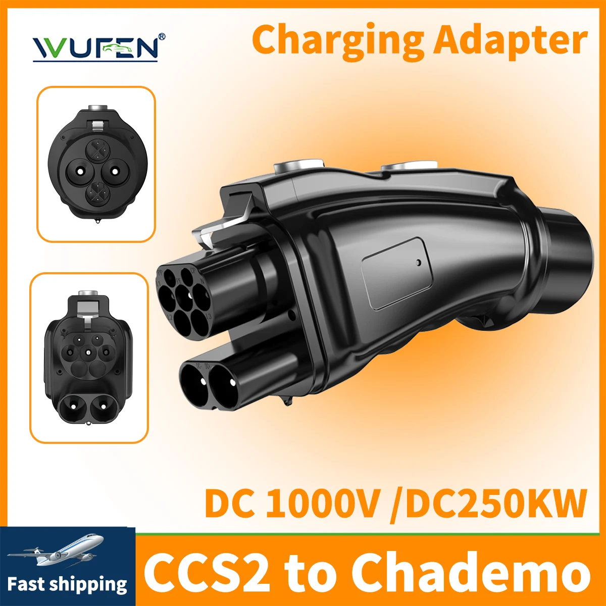 

Адаптер преобразователя WUFEN CCS2 в CHAdeMO EV 250A 1000V 250KW Зарядная станция постоянного тока ЕС в японский адаптер для зарядки электромобилей для Nissan Leaf
