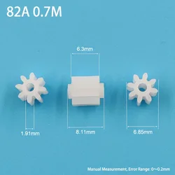 82A 0.7M White Plastic Gears 8 Teeth OD=7mm 2mm Hole Motor Parts 8T 2A DIY Repair Accessories 10PCS