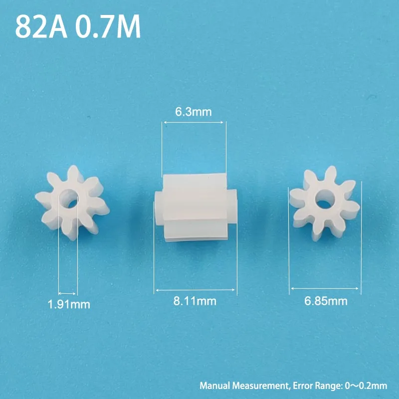 82A 0.7M White Plastic Gears 8 Teeth OD=7mm 2mm Hole Motor Parts 8T 2A DIY Repair Accessories 10PCS