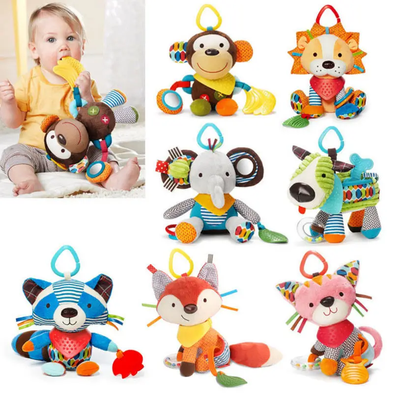 Baby Toys 0 12 Months Newborn Hand Rattle Toys Soft Stuffed Stroller Cot Hanging Doll Wrist Foot Socks Cartoon Animal Plush Toys