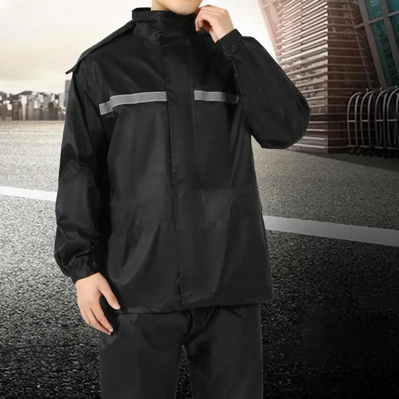 Motorcycle Raincoat Waterproof Rain Jacket Hood Rain Jacket And Rain Pants Breathable Reflective Rainwear For Men & Women