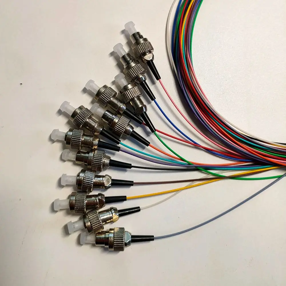 12 Cores Fiber Optic Pigtail Cable, Single Mode FC/UPC, 0.9mm, 1M, 12 Colors Fiber Optic Patch Cord for Networking