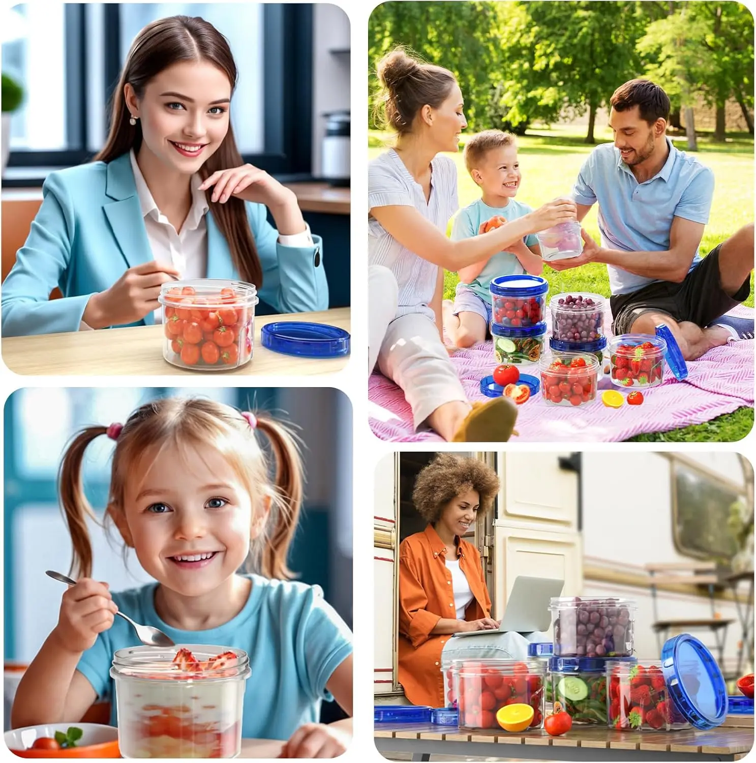 Plastic Freezer Containers 500ml Refrigerator Food Storage Organizer Box with Twist Top Lid Leakproof Kitchen Sealed Small Jars