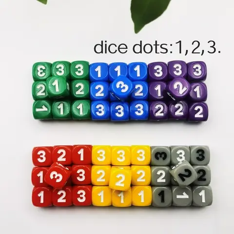 10 개/몫 D6 주사위 세트 6 얼굴 123 수학 그림 도트 테이블 게임 주사위 13mm Arylic 주사위 D6 라운드 가장자리 단색