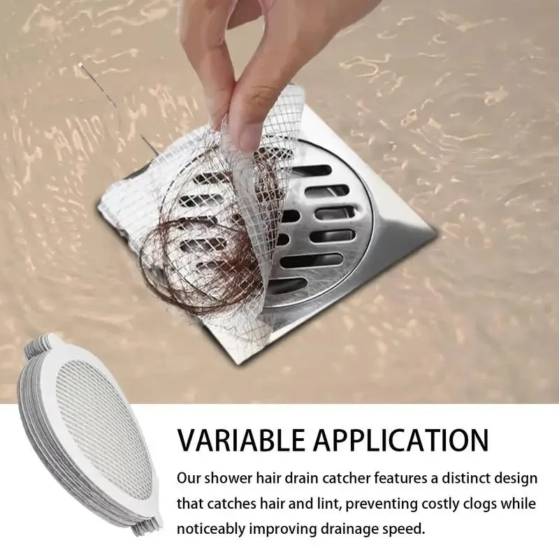 10pcs Disposable Anti-blocking Filter Floor Drain Sticker Mesh Hair Catcher Stopper Shower Drain Cover Kitchen Bathroom Sink Blo