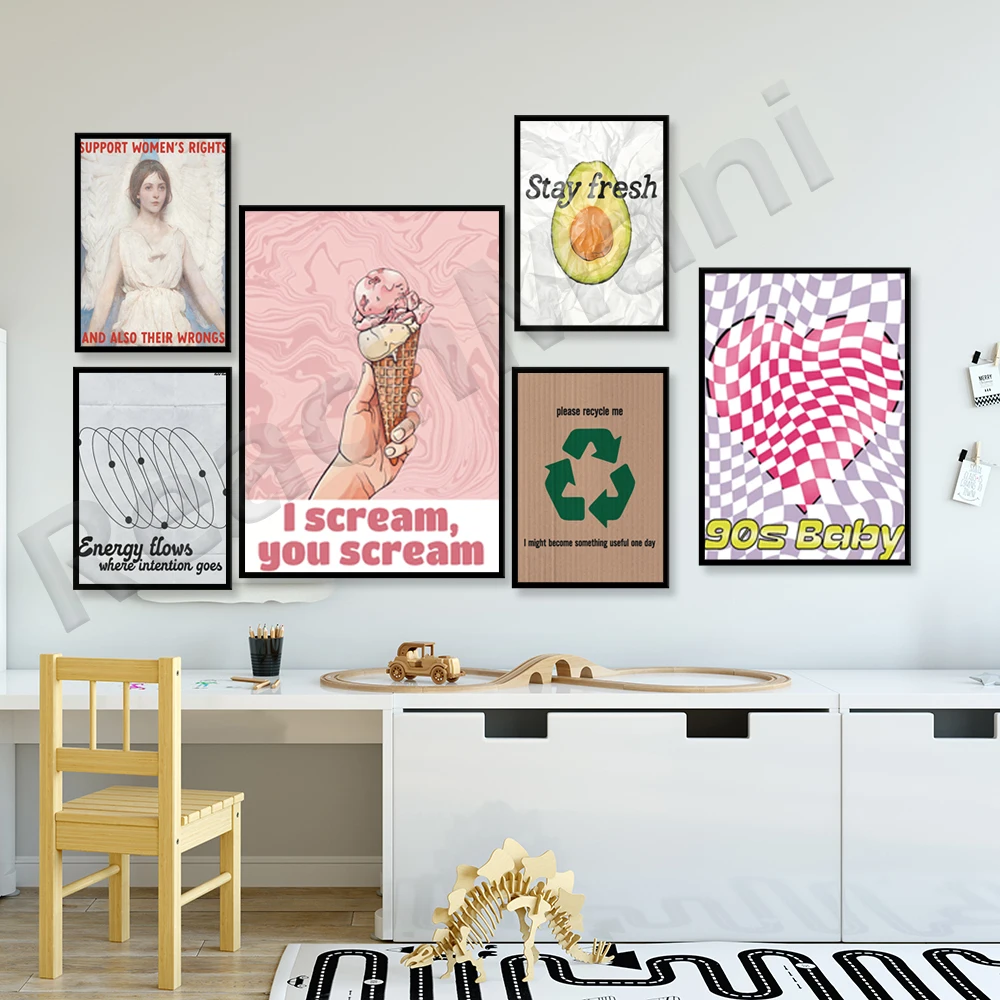 Surprise me in the future, come alive, butterfly, I scream, you scream, women's rights, bold Y2K aesthetic poster, girly gift