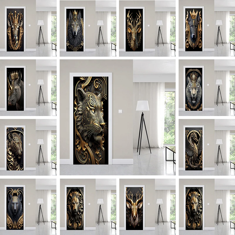 3D Nordic modern home living room bedroom mural animal decoration door sticker sticker sticker poster vinyl waterproof 