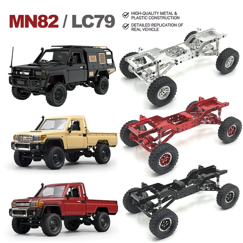 MN82 1/12 RC Crawler Toyota LC79 Licensed 4WD Off-Road Pickup Truck with LED Lights 2.4GHz RTR Climbing Car Boy Toy Gift