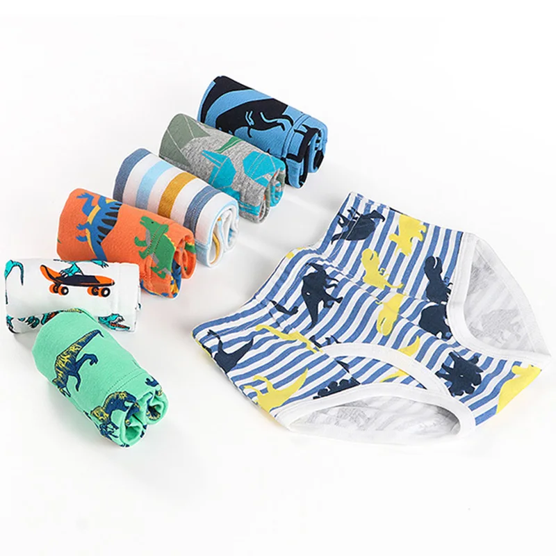 Baby Toddler Boys\' nderwear, 100% Cotton Little Boys Briefs Children Dinosaur Truck Panties (Pack of 6)