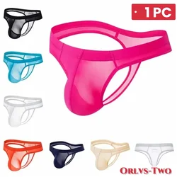 1 PC Men's G-string Underpants Ultra-thin Thong G Strings Pouch Ice Silk Tanga Hombre Sexy Gay Underwear Breathable Briefs Men