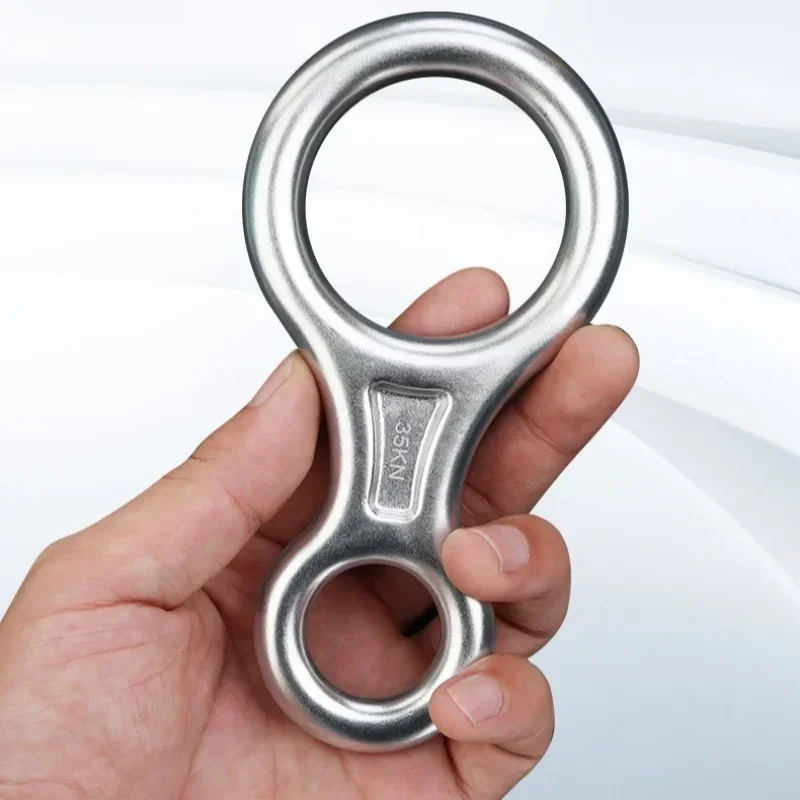 1 قطعة حلقة تسلق الصخور 8 شكل تزوير السليل الألومنيوم الشكل بيلاي جهاز Abseiling 35kN ثمانية حلقة الإنحدار المعدات #4