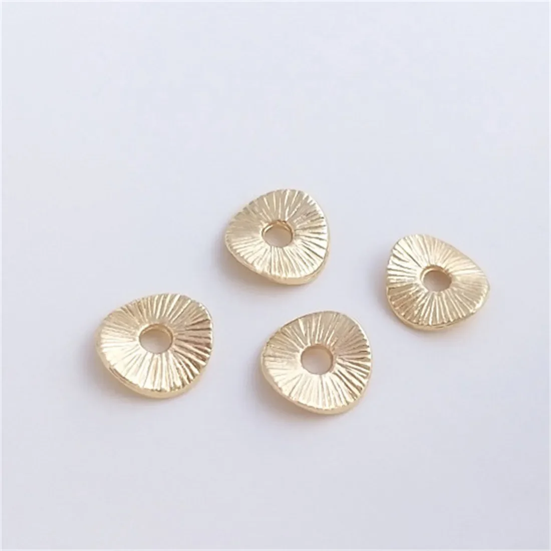 

14K Gold-Color Lotus Leaf Spacer, Curved Brushed Wood Grain Flower Holder Gasket, DIY Jewelry, Bracelet, Beaded Accessories