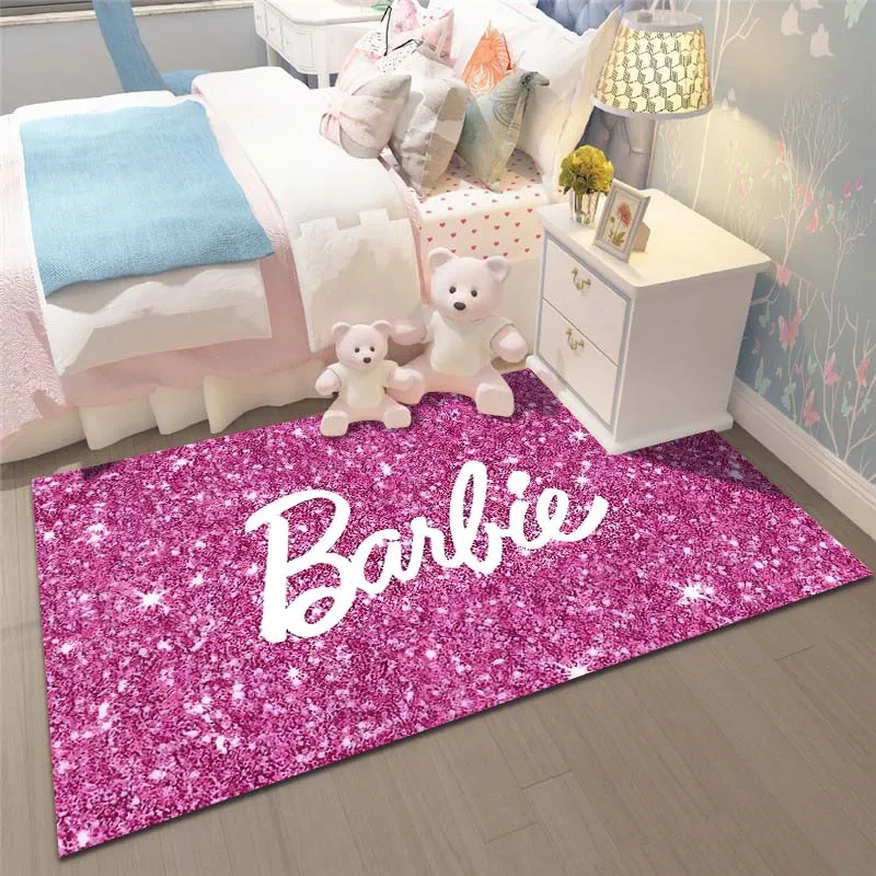 10 Sizes Barbie Printing Carpet for Living Room Bedroom Kid's Room Home Decor Pink Room Decor Area Rug Non-slip Mat for Gifts