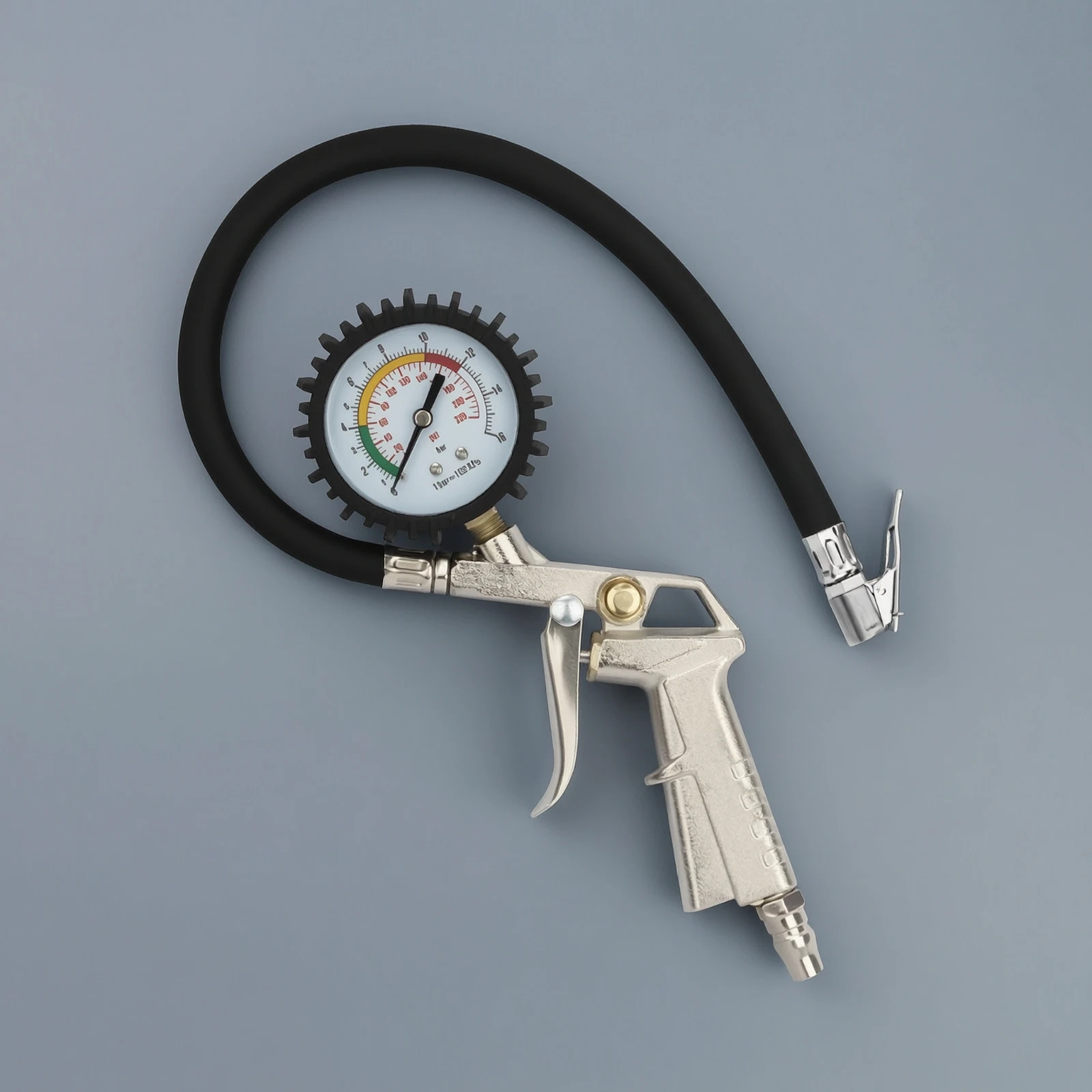 Tire Pressure Gauge with Inflator Analog Tire Inflator with Gauge Two-in-oneUnit Easy to Read for Mechanics, Garage, Repair Shop