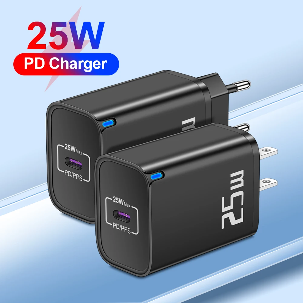 25W USB C Fast Charger PD PPS Travel Wall Adapter for iPhone 16 15 Xiaomi Samsung Huawei Mobile Phone Type C Charger EU US Plug