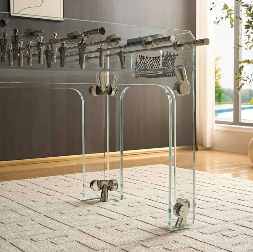 

Modern Luxury Commercial Fully Transparent Tempered Glass Soccer Table Double-player Eight-rod Indoor/outdoor Game Table