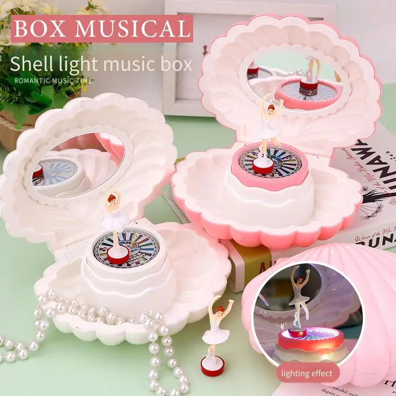 Princess-Themed Dance Girl Shell Music Box-Kids Mirror Jewelry Box Ideal Birthday Gift Cute Room Decoration Accessories Children