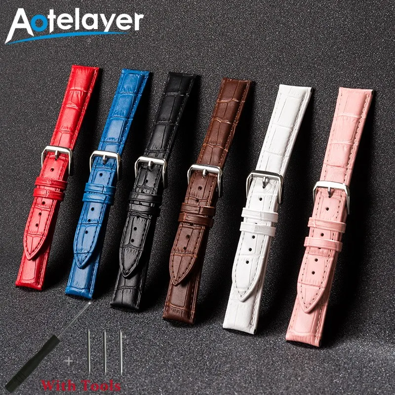 

16mm 18mm 20mm 22mm 24mm Quick Release Calfskin Leather Watch Strap for Women Universal Wrist Band Watch Belt Acessories