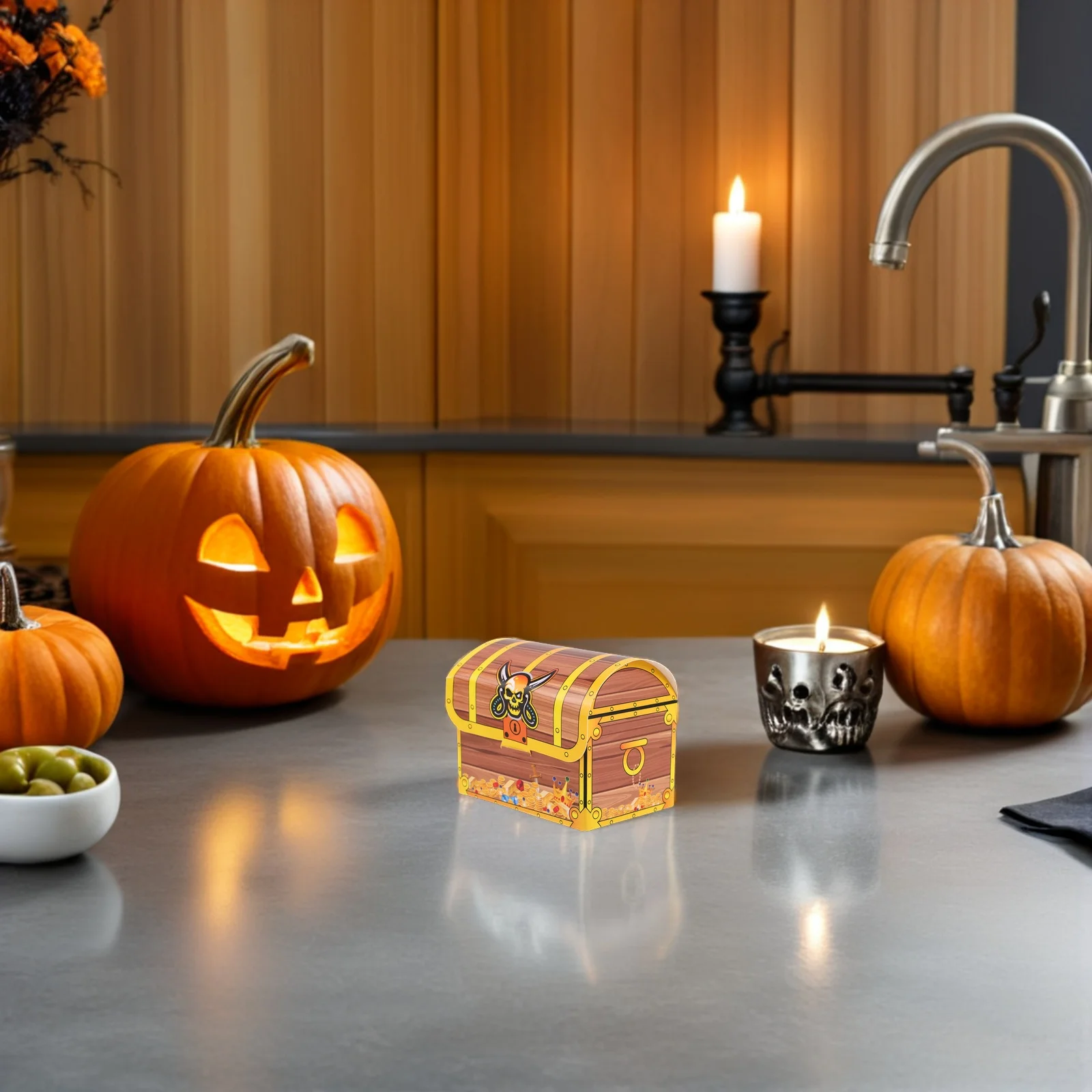 

20pcs Treasure Box Halloween Decoration Kids Candy Storage Chest Party Favor Boxes Toy Prop Desktop Decor Mini Pirate for Home