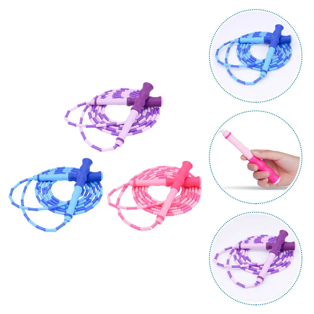 

3Pcs Adjustable Beaded Jump Ropes for Fitness Lightweight Portable Ergonomic Handles Anti Slip Design for All Ages