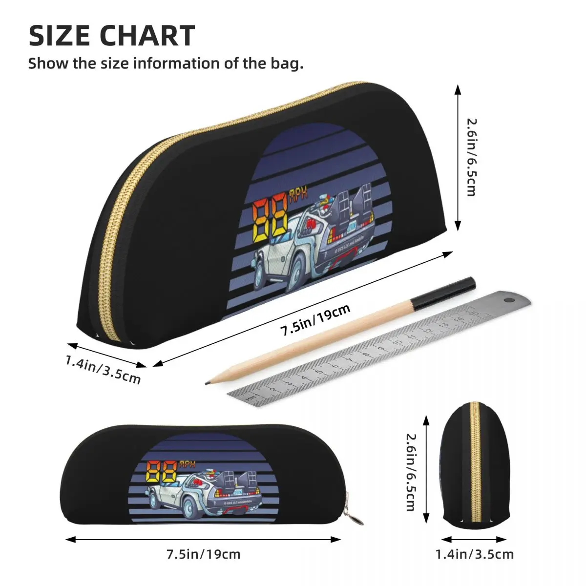 مقلمة DeLorean العودة إلى المستقبل، حقيبة أقلام رصاص، لوازم قرطاسية للتخزين، صندوق أقلام ذو سعة كبيرة، حقيبة أقلام رصاص لمدرسة الأطفال