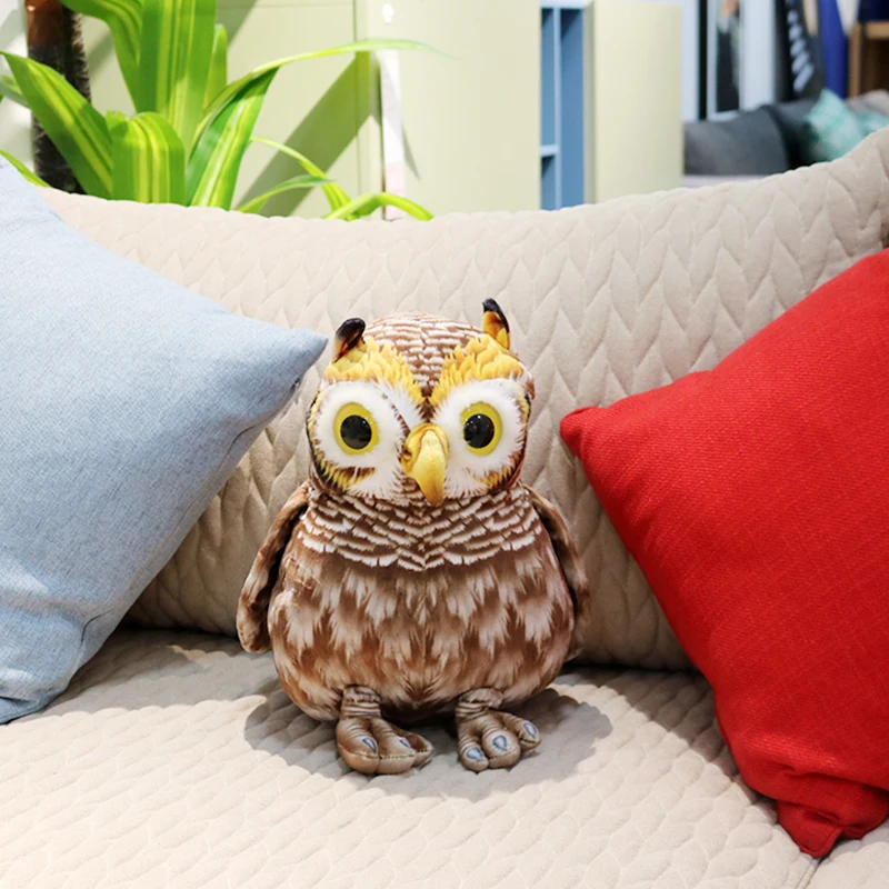 Stuffed Brown Owl Doll, Real Life, presente boneca, Novo, 35cm