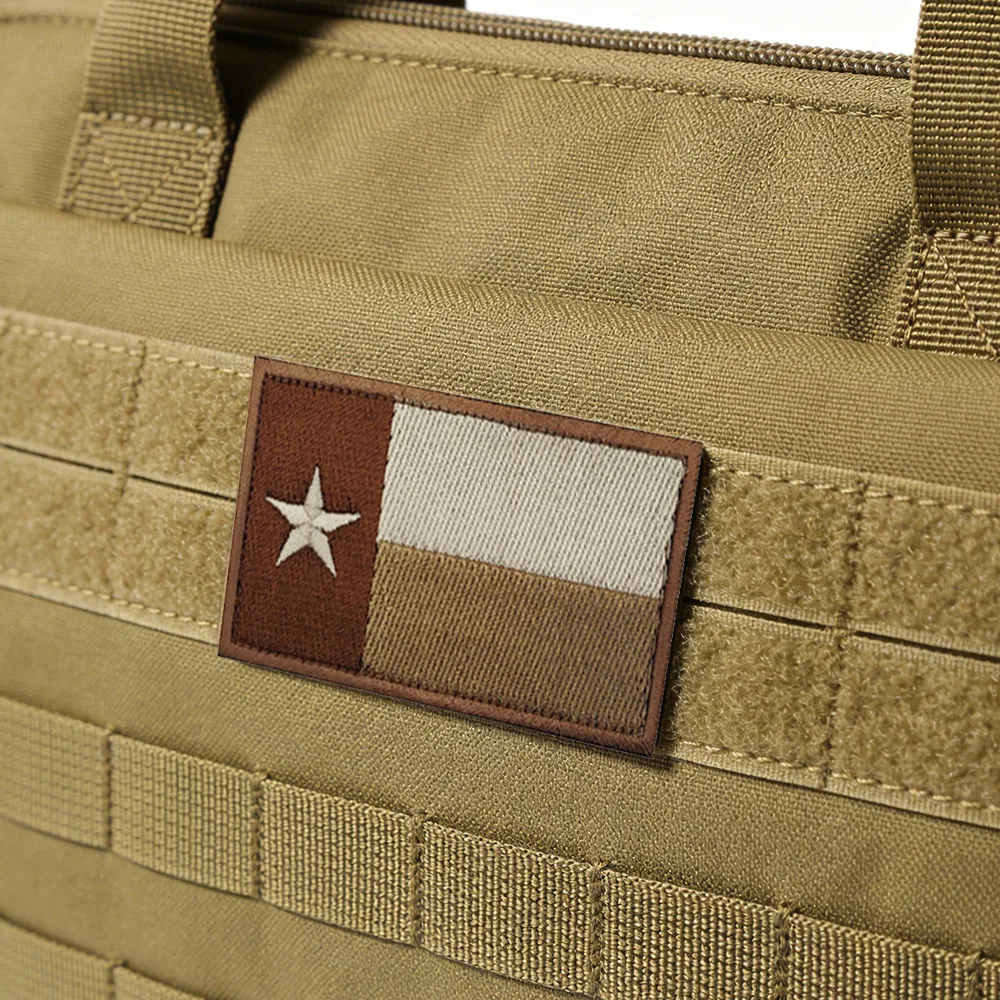 Khaki Style Embroidery Texas Flag Patches Map TX Lone Star PVC Rubber Appliques Tactical Decoration Shoulder Badges For Bag Cap
