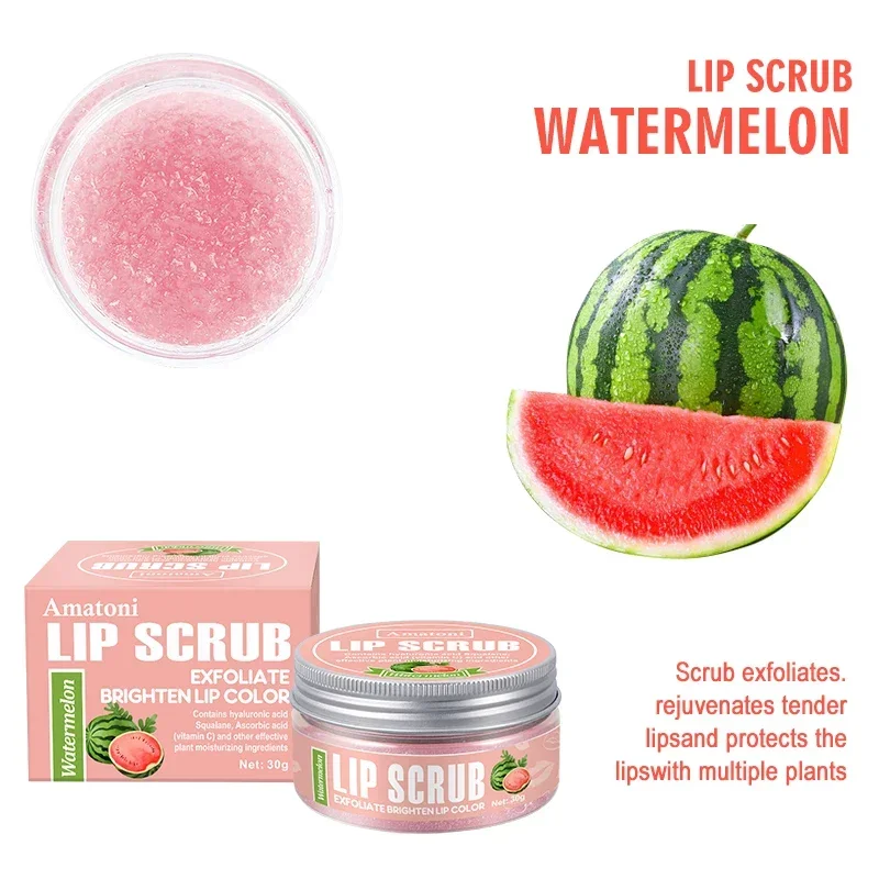 Lip Scrub 30g Raspberry Vanilla Coconut Watermelon Lip Brighten Exfoliating Lip Moisturizing Gift For Women Wholesale Cosmetics