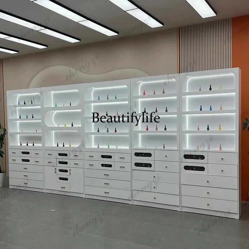 F181 Beauty and Nail Shop Display Cabinet Nail Polish Glue Storage Cabinet Beauty Salon Product Display Cosmetics