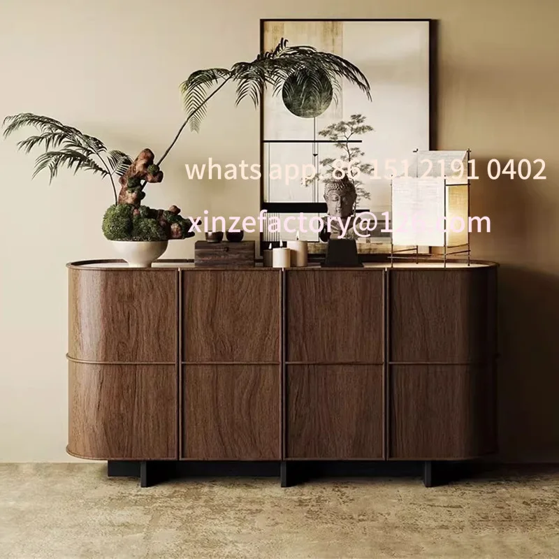 

Customizable medieval style home solid wood door cabinet light luxury minimalist rock slab dining side cabinet storage cabinet