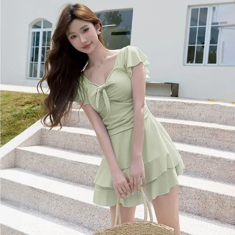 

Swimsuit Women's One-piece Dress Style Covers the Belly Slimming Hot Spring Plus-size High-end Feeling Quick-dry