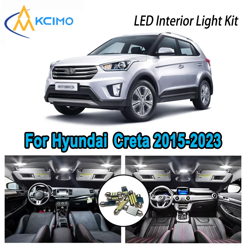 

For Hyundai Creta 2015-2023 2017 2018 2019 Premium Bright LED Interior Dome Map Trunk Light Kit Car Led Lamps Canbus No Error